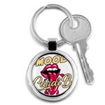 Music Hip Hop Text Black White 3d Key Chain (Round)