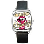 Music Hip Hop Text Black White 3d Square Metal Watch