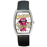 Music Hip Hop Text Black White 3d Barrel Style Metal Watch