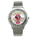 Music Hip Hop Text Black White 3d Stainless Steel Watch