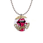 Music Hip Hop Text Black White 3d 1  Button Necklace