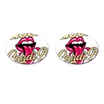 Music Hip Hop Text Black White 3d Cufflinks (Oval)