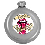 Music Hip Hop Text Black White 3d Round Hip Flask (5 oz)