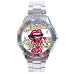 Music Hip Hop Text Black White 3d Stainless Steel Analogue Watch