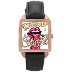 Music Hip Hop Text Black White 3d Rose Gold Leather Watch 