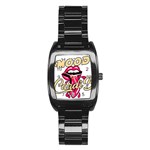Music Hip Hop Text Black White 3d Stainless Steel Barrel Watch
