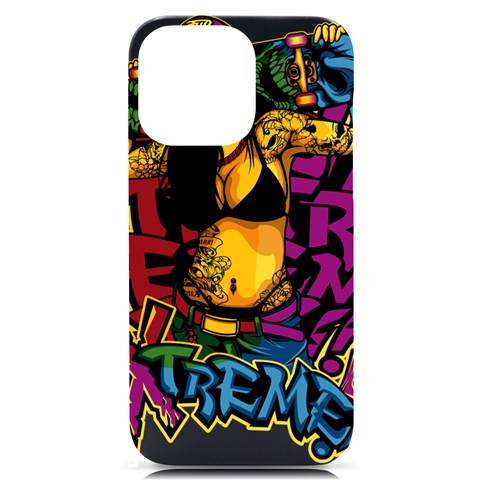 Xtreme Skateboard Graffiti iPhone 14 Pro Max Black UV Print Case from ArtsNow.com Front