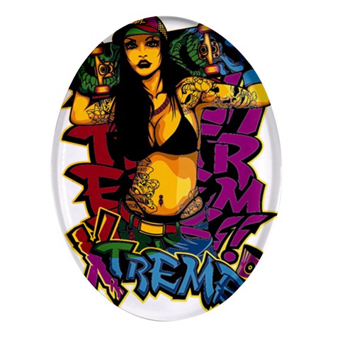 Xtreme Skateboard Graffiti Oval Glass Fridge Magnet (4 pack) from ArtsNow.com Front