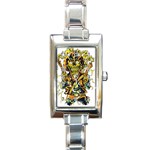 Cowboy Skeleton With Gun Illustration Rectangle Italian Charm Watch