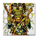 Cowboy Skeleton With Gun Illustration Tile Coaster