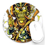 Cowboy Skeleton With Gun Illustration Round Mousepad