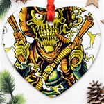 Cowboy Skeleton With Gun Illustration Ornament (Heart)