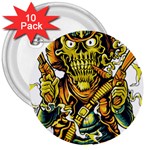 Cowboy Skeleton With Gun Illustration 3  Buttons (10 pack) 
