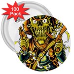 Cowboy Skeleton With Gun Illustration 3  Buttons (100 pack) 