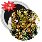Cowboy Skeleton With Gun Illustration 3  Magnets (100 pack)