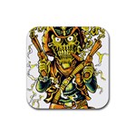 Cowboy Skeleton With Gun Illustration Rubber Coaster (Square)