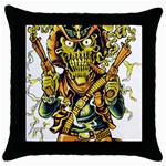 Cowboy Skeleton With Gun Illustration Throw Pillow Case (Black)