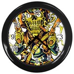 Cowboy Skeleton With Gun Illustration Wall Clock (Black)