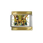 Cowboy Skeleton With Gun Illustration Gold Trim Italian Charm (9mm)