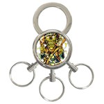 Cowboy Skeleton With Gun Illustration 3-Ring Key Chain