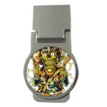 Cowboy Skeleton With Gun Illustration Money Clips (Round) 