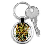Cowboy Skeleton With Gun Illustration Key Chain (Round)