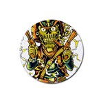 Cowboy Skeleton With Gun Illustration Rubber Coaster (Round)
