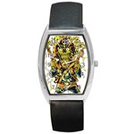 Cowboy Skeleton With Gun Illustration Barrel Style Metal Watch
