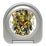 Cowboy Skeleton With Gun Illustration Travel Alarm Clock