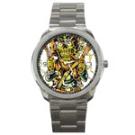 Cowboy Skeleton With Gun Illustration Sport Metal Watch
