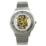 Cowboy Skeleton With Gun Illustration Stainless Steel Watch