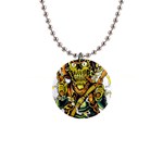 Cowboy Skeleton With Gun Illustration 1  Button Necklace