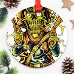 Cowboy Skeleton With Gun Illustration Round Ornament (Two Sides)