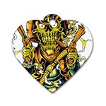 Cowboy Skeleton With Gun Illustration Dog Tag Heart (Two Sides)