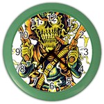 Cowboy Skeleton With Gun Illustration Color Wall Clock