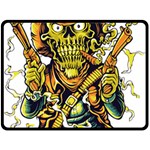 Cowboy Skeleton With Gun Illustration Fleece Blanket (Large)