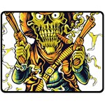 Cowboy Skeleton With Gun Illustration Fleece Blanket (Medium)