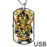 Cowboy Skeleton With Gun Illustration Dog Tag USB Flash (Two Sides)