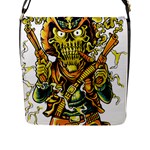 Cowboy Skeleton With Gun Illustration Flap Closure Messenger Bag (L)