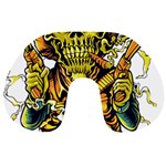 Cowboy Skeleton With Gun Illustration Travel Neck Pillow