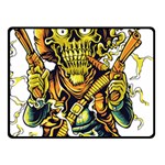 Cowboy Skeleton With Gun Illustration Two Sides Fleece Blanket (Small)