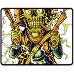 Cowboy Skeleton With Gun Illustration Two Sides Fleece Blanket (Medium)