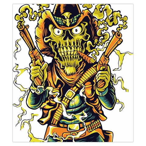 Cowboy Skeleton With Gun Illustration Drawstring Pouch (Small) from ArtsNow.com Front
