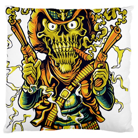 Cowboy Skeleton With Gun Illustration Large Premium Plush Fleece Cushion Case (Two Sides) from ArtsNow.com Front