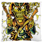 Cowboy Skeleton With Gun Illustration Large Premium Plush Fleece Cushion Case (Two Sides)
