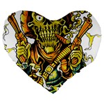Cowboy Skeleton With Gun Illustration Large 19  Premium Flano Heart Shape Cushions