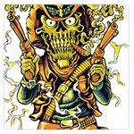 Cowboy Skeleton With Gun Illustration Square Satin Scarf (36  x 36 )