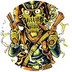 Cowboy Skeleton With Gun Illustration Wooden Bottle Opener (Round)