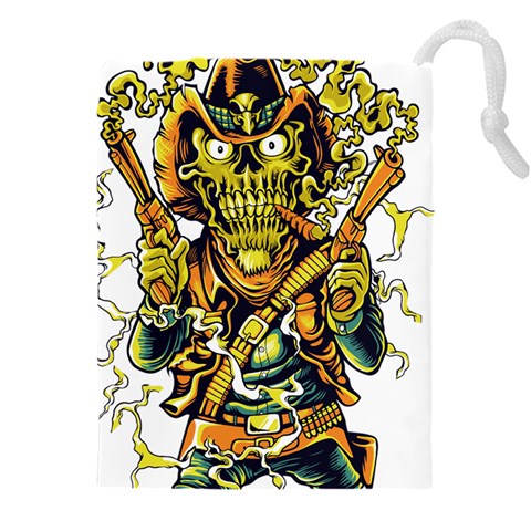 Cowboy Skeleton With Gun Illustration Drawstring Pouch (4XL) from ArtsNow.com Front