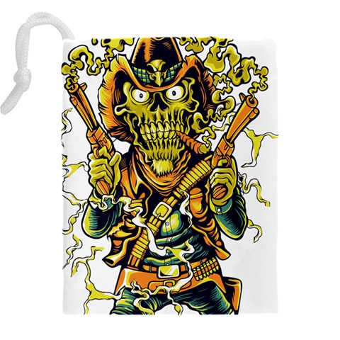 Cowboy Skeleton With Gun Illustration Drawstring Pouch (4XL) from ArtsNow.com Back